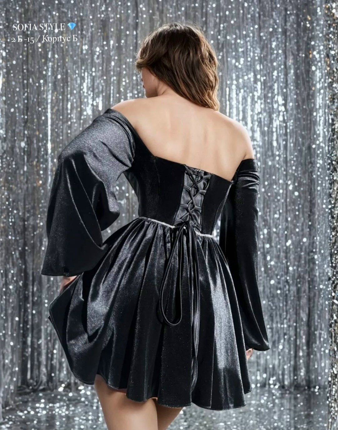 бархатное платье,платья из бархата,черное бархатное платье,платье бархатное короткое,платье с объемными рукавами
