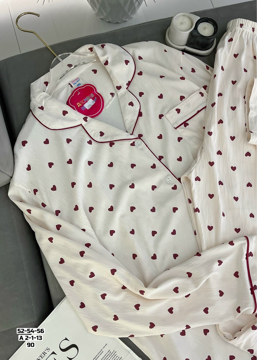 пижама с сердечками женская,пижамы женски,домашняя пижама со штанами и рубашкой с сердечками,пижама со штанами и рубашкой в сердечки,пижама женская хлопок