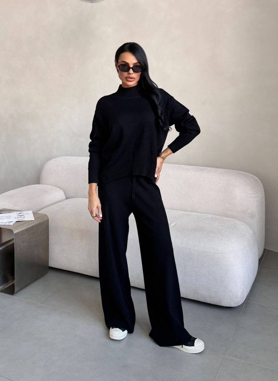 вязаный костюм с брюками палаццо,костюмы брючные,костюм с брюками,костюм с брюками палаццо,трикотажные костюмы