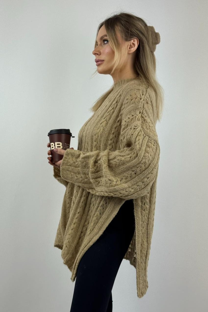 джемпер бежевый,свитера женские,бежевый свитер,вязаный свитер оверсайз,вязаные свитера