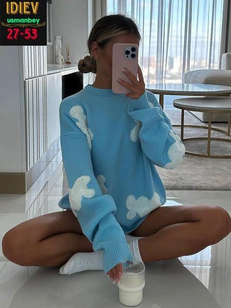 свитер облачко,свитер с облаками женский,джемпер с облаками,свитер с облаками,свитера женские