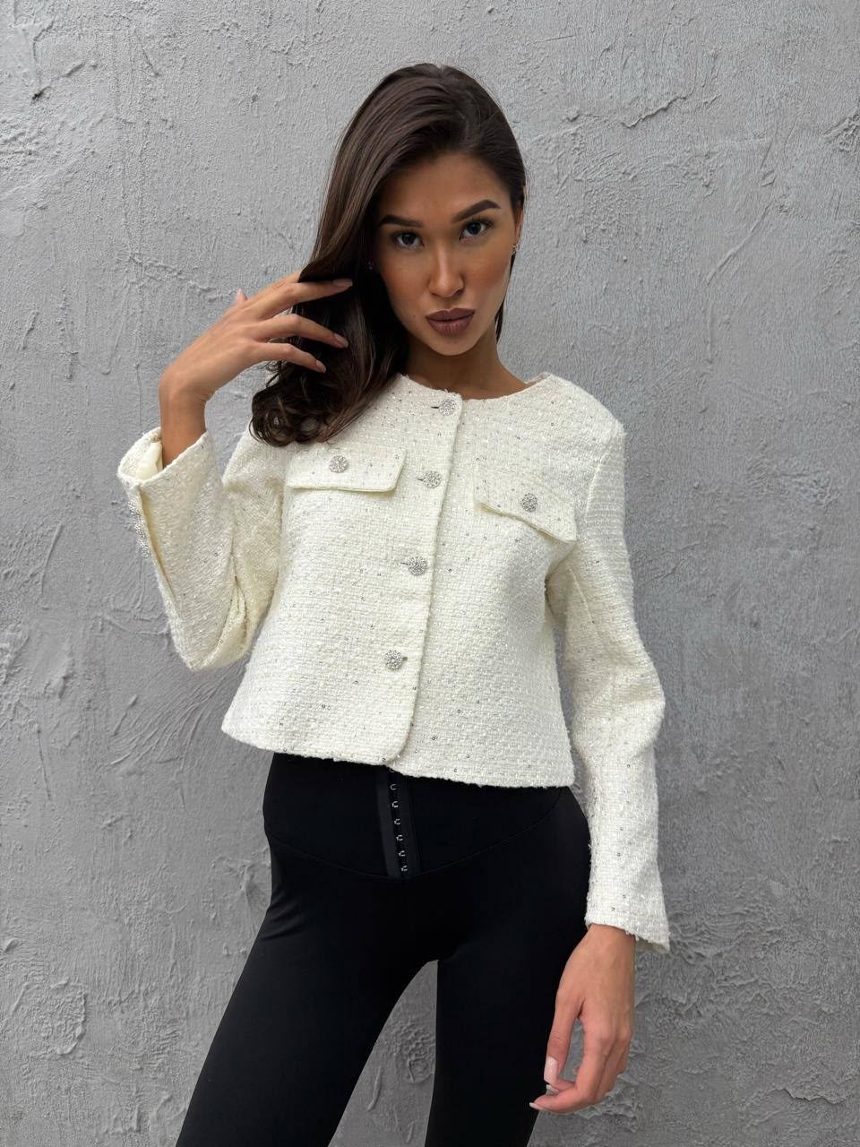 твидовые костюмы,жакет,белый твидовый пиджак,шелк шаппе букле с пайетками,женский твидовый пиджак