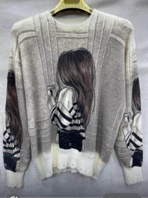 свитер с принтом,свитер с лисой,джемпер с лисой,женский свитер,модный джемпер