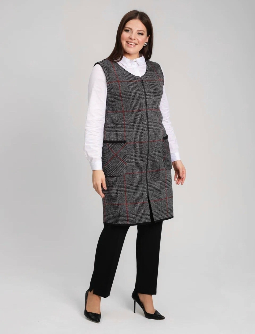 жилет женский полуприлегающий,женские жилеты,удлиненный жилет,жилетка женская,жилет для полных женщин