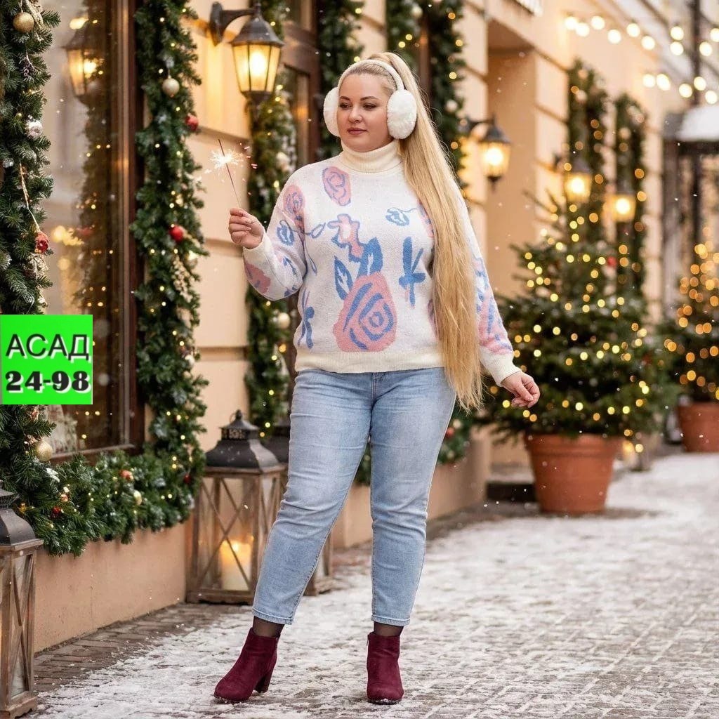 девушка,джинсы и свитер,джемпер,стильный вязаный свитер,трикотаж свитер