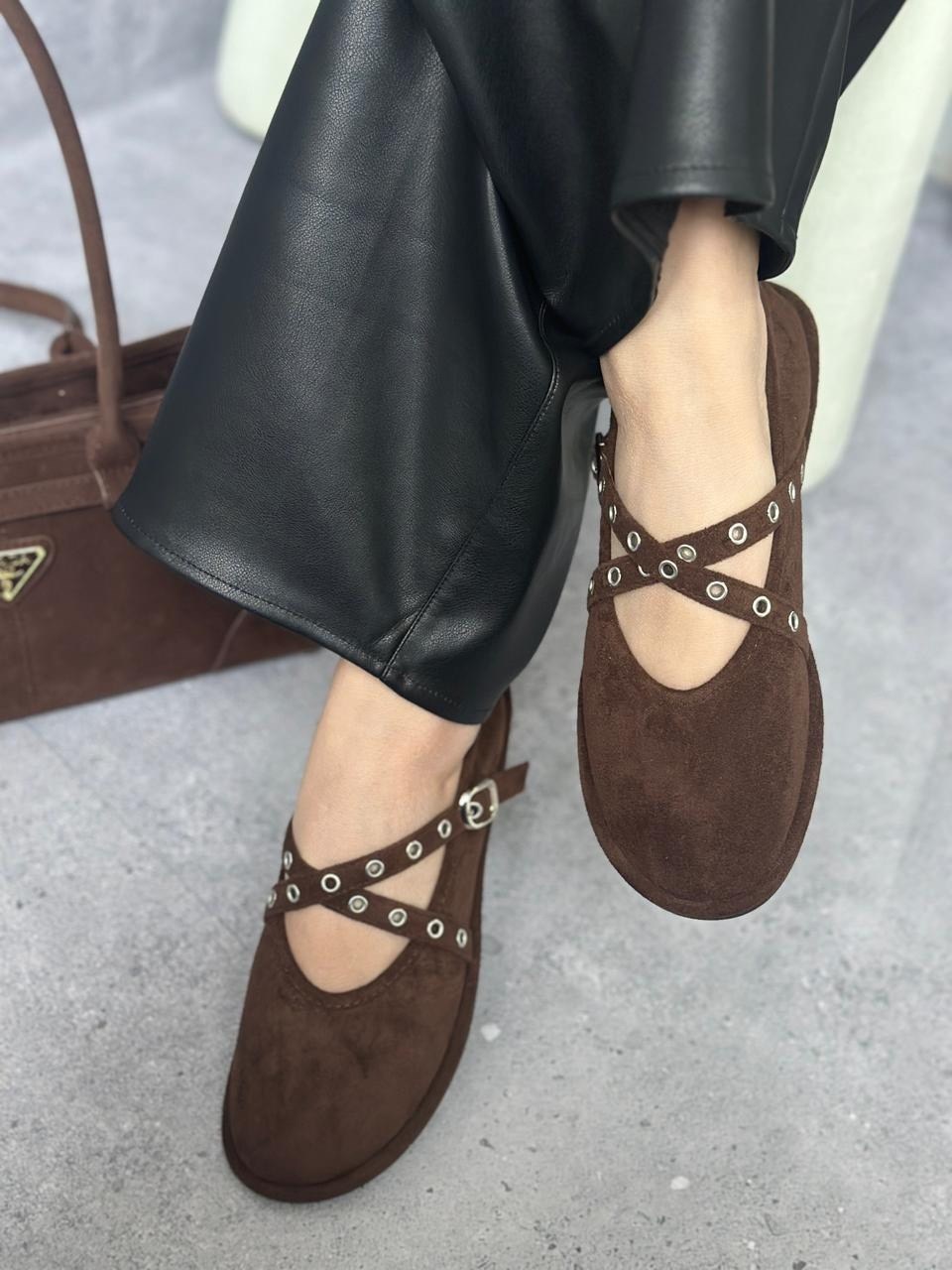 ,женская ,балетки замшевые,балетки женские,коричневые балетки