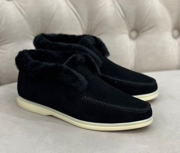 зимние замшевые лоферы loro piana open walk,ботинки loro piana,,замшевые ботинки на меху,лоферы замшевые на меху