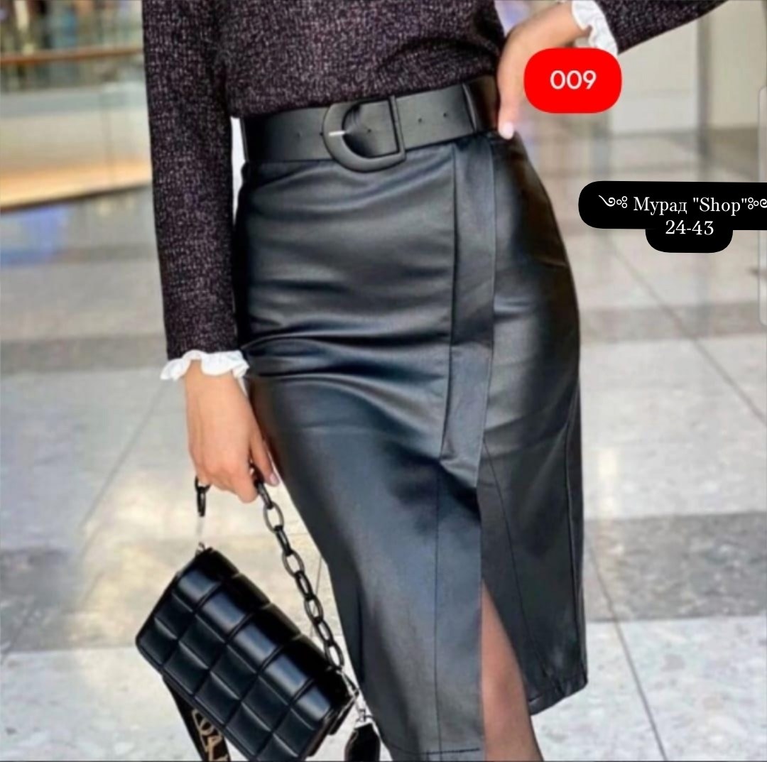 юбка женская из экокожи,юбка из экокожи,юбка женская кожаная,юбка экокожа с разрезом,комбинированная кожаная юбка