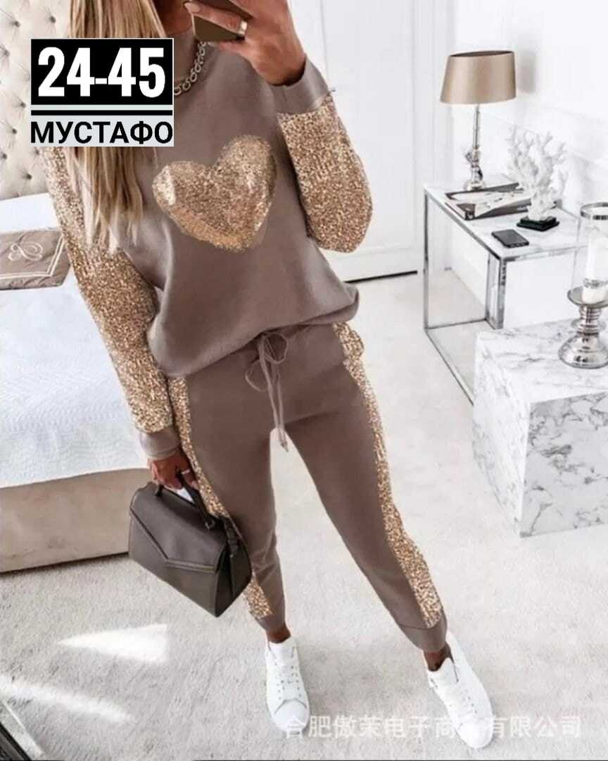 спортивные костюмы женские,костюм с пайетками,спортивный костюм с пайетками,повседневный костюм,костюмы женские