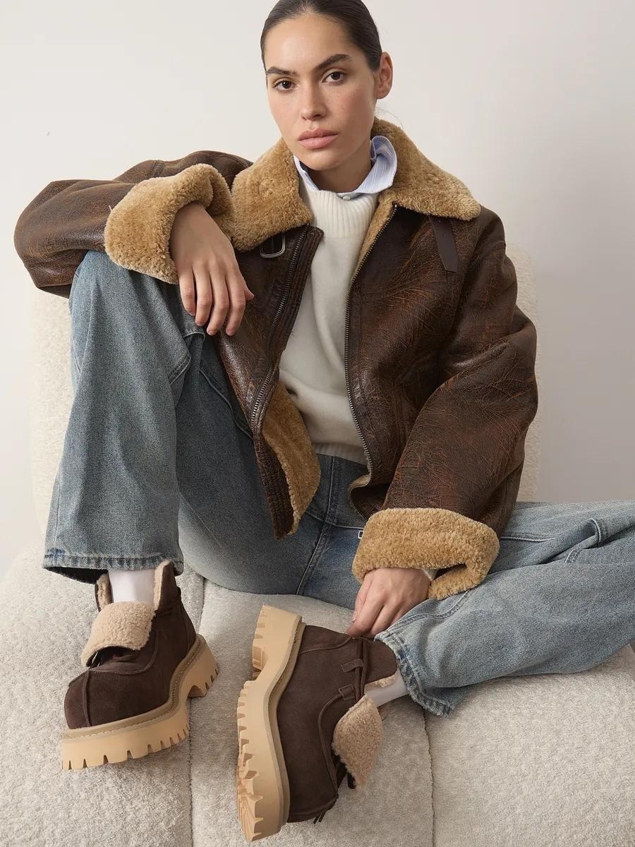 женская дубленка,повседневная куртка,стильная дубленка,модные дубленки,куртка бомбер