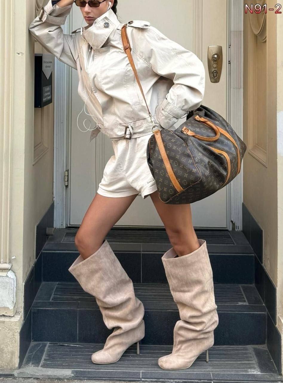 бежевые замшевые сапоги рандеву,сапоги замшевые,высокие сапоги,сапоги бежевые,сапоги модные