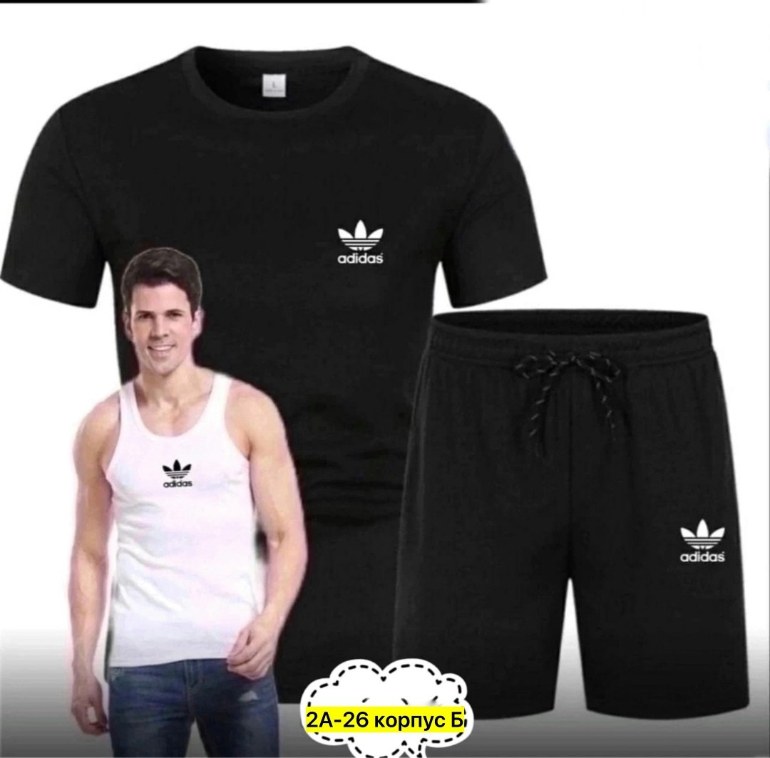 летняя,комплект футболок adidas,костюмы спортивные мужские,спорт костюм,мужской спорт