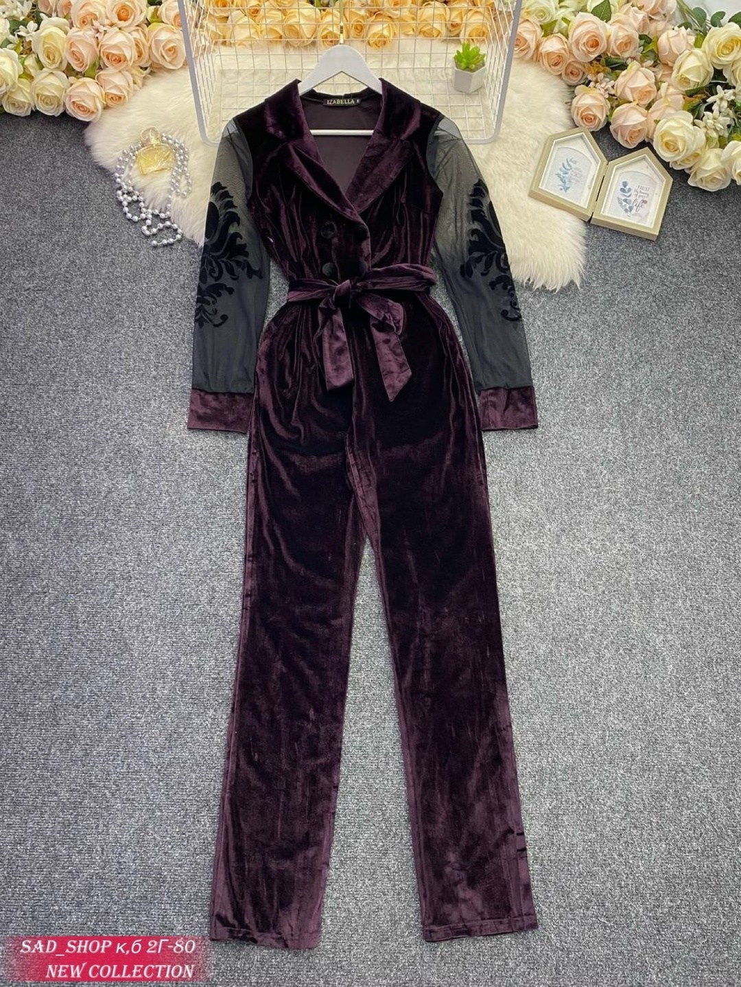 женский бархатный комбинезон,комбинезон из велюра,комбинезон из бархата,элегантные комбинезоны,бархатный костюм женский