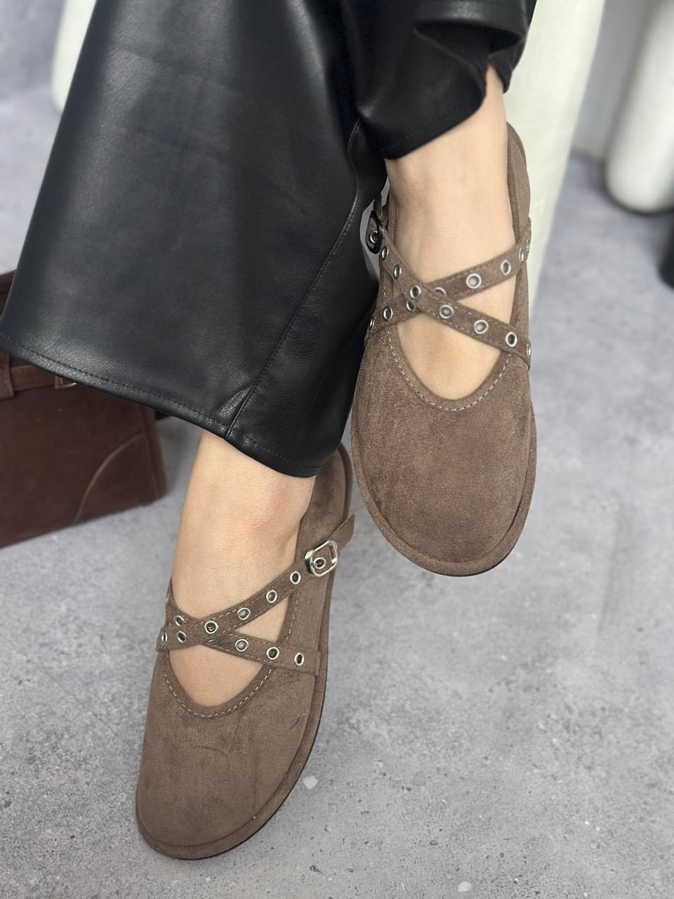 ,женская ,балетки замшевые,балетки женские,коричневые балетки