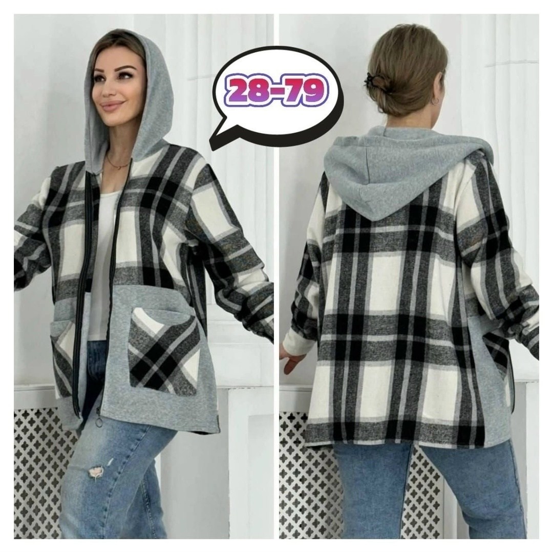 рубашка женская в клетку с капюшоном, больших размеров,кофта теплая,кофта женская,кардиган