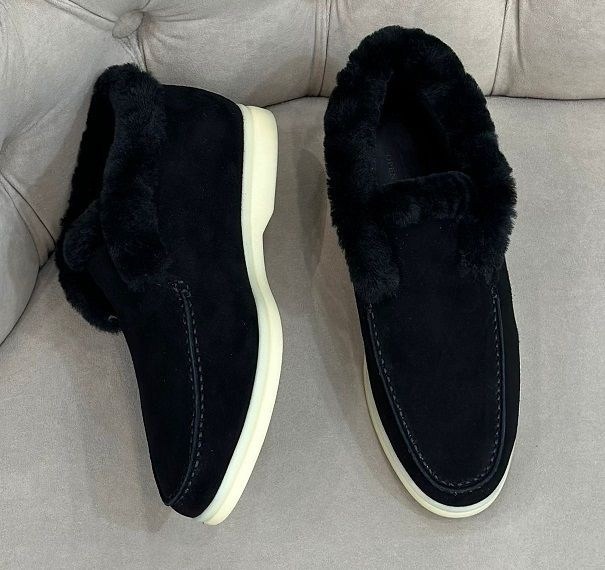 зимние замшевые лоферы loro piana open walk,ботинки loro piana,,замшевые ботинки на меху,лоферы замшевые на меху