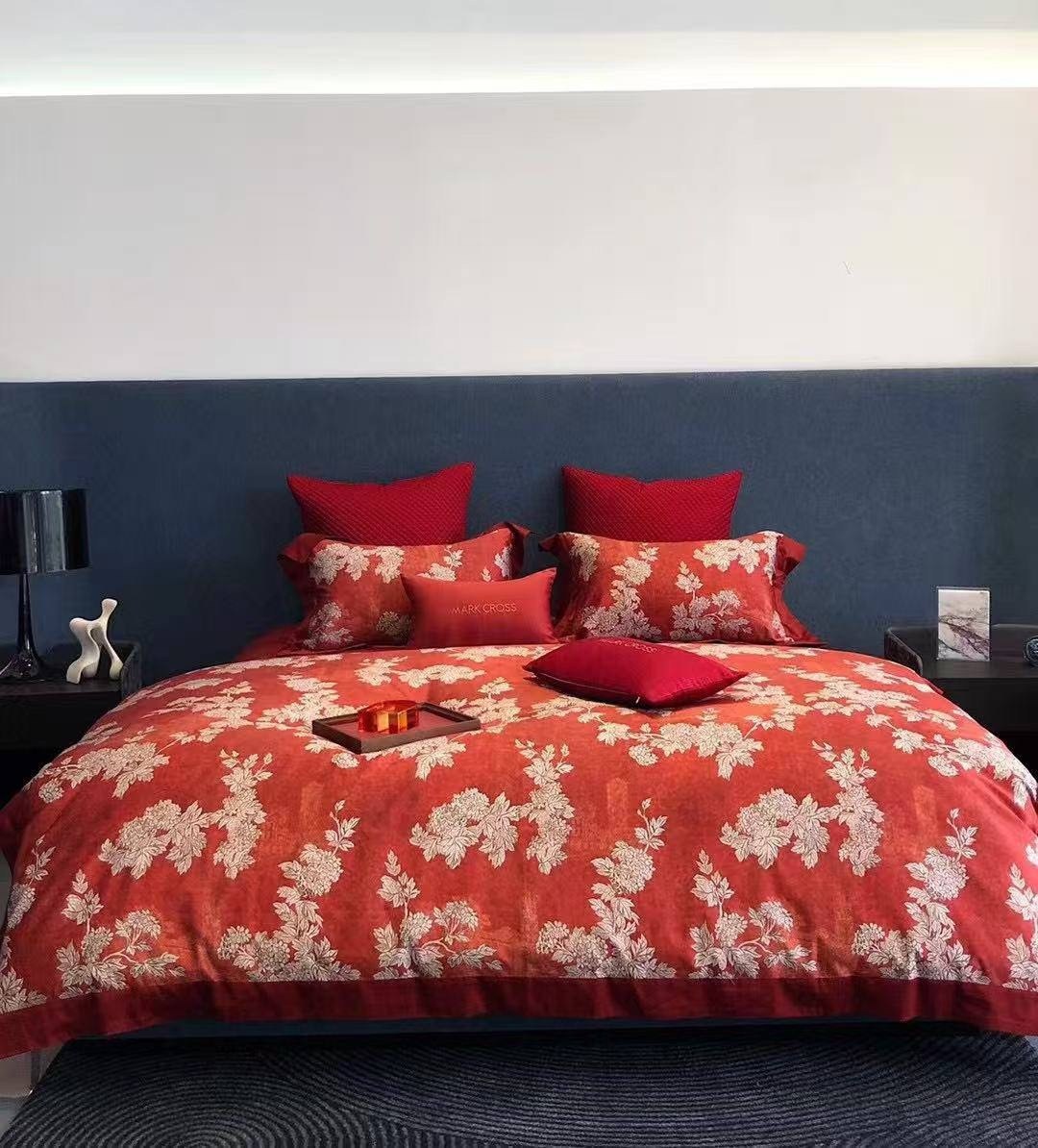 роскошный комплект постельного белья,комплект постельного белья,постельное белье,красное постельное белье,комплект постельного белье евро