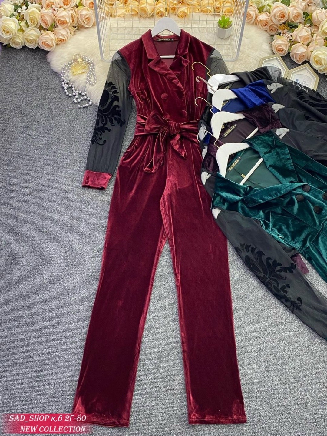 женский бархатный комбинезон,комбинезон из велюра,комбинезон из бархата,элегантные комбинезоны,бархатный костюм женский