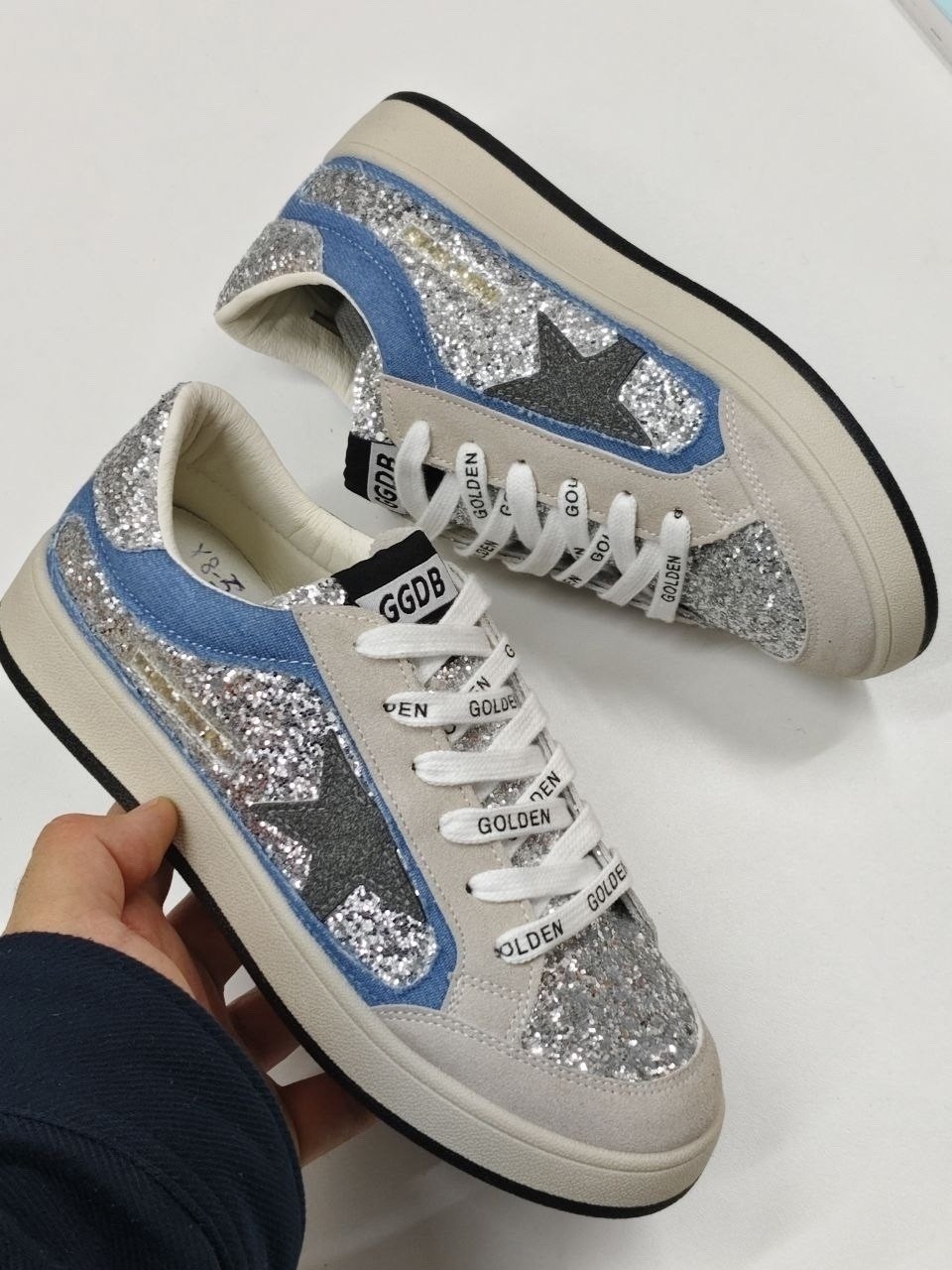 ,кроссовки golden goose,golden goose кеды блестящие,golden goose серебряные,кеды голден гус