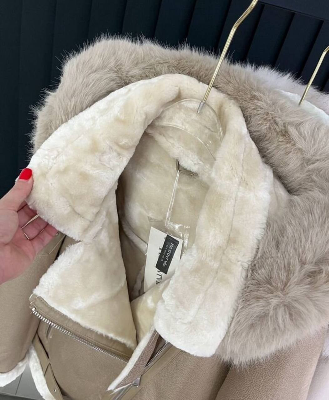 женская дубленка,дубленка серая,дубленка авиатор,стильная дубленка,короткая дубленка