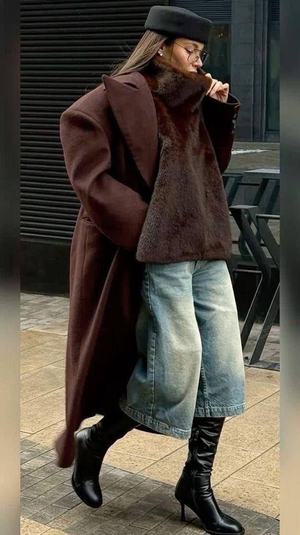 зимняя мода,коричневое пальто,мода стиль,стильное пальто