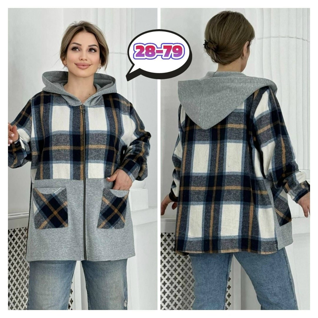 рубашка женская в клетку с капюшоном, больших размеров,кофта теплая,кофта женская,кардиган