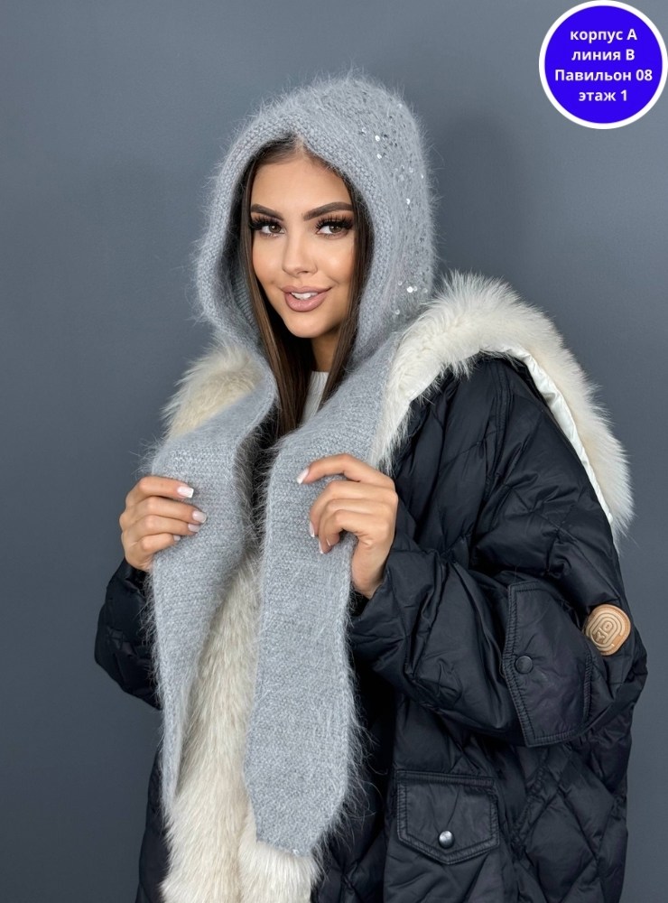 шапка с шарфом,шапка капор,меховой капор,женская меховая шапка,капор с мехом