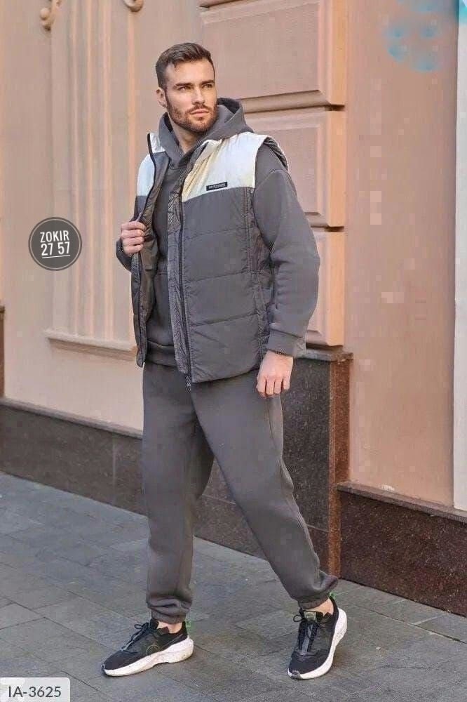 костюм тройка теплый на флисе,костюмы спортивные мужские,костюм на флисе,жилетка на синтепоне,мужской теплый спортивный костюм на флисе
