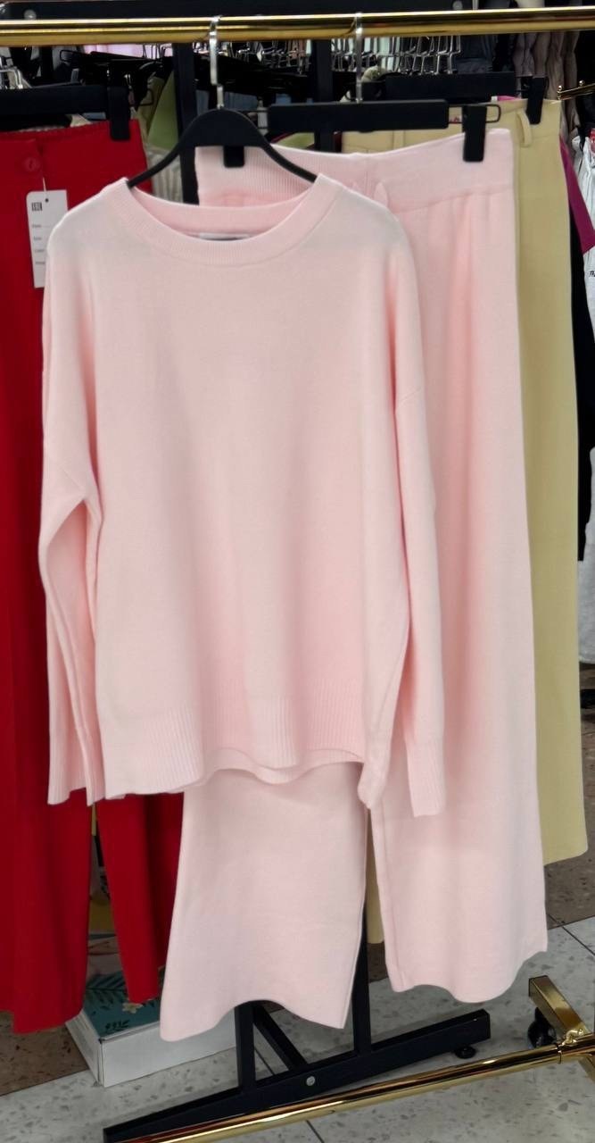 трикотажные костюмы,костюмы женские,стильные костюмы,костюм из футера с брюками палаццо,костюм с брюками