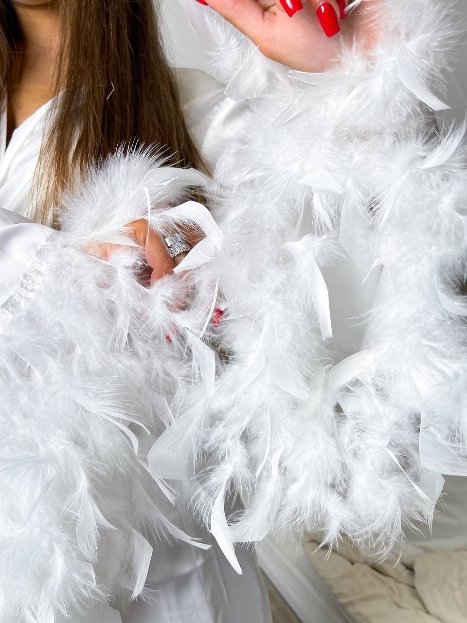 халат с перьями длинный,халат женский с перьями длинный,шелковый халат с перьями,халат с перьями,женский свадебный халат из перьевого меха