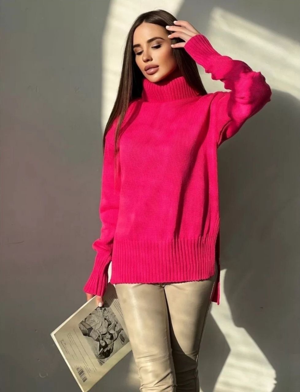 свитера женские,свитер или джемпер,свитер оверсайз вязаны с горлом,кофта с горлом,свитер оверсайз с горлом вязаный теплый джемпер