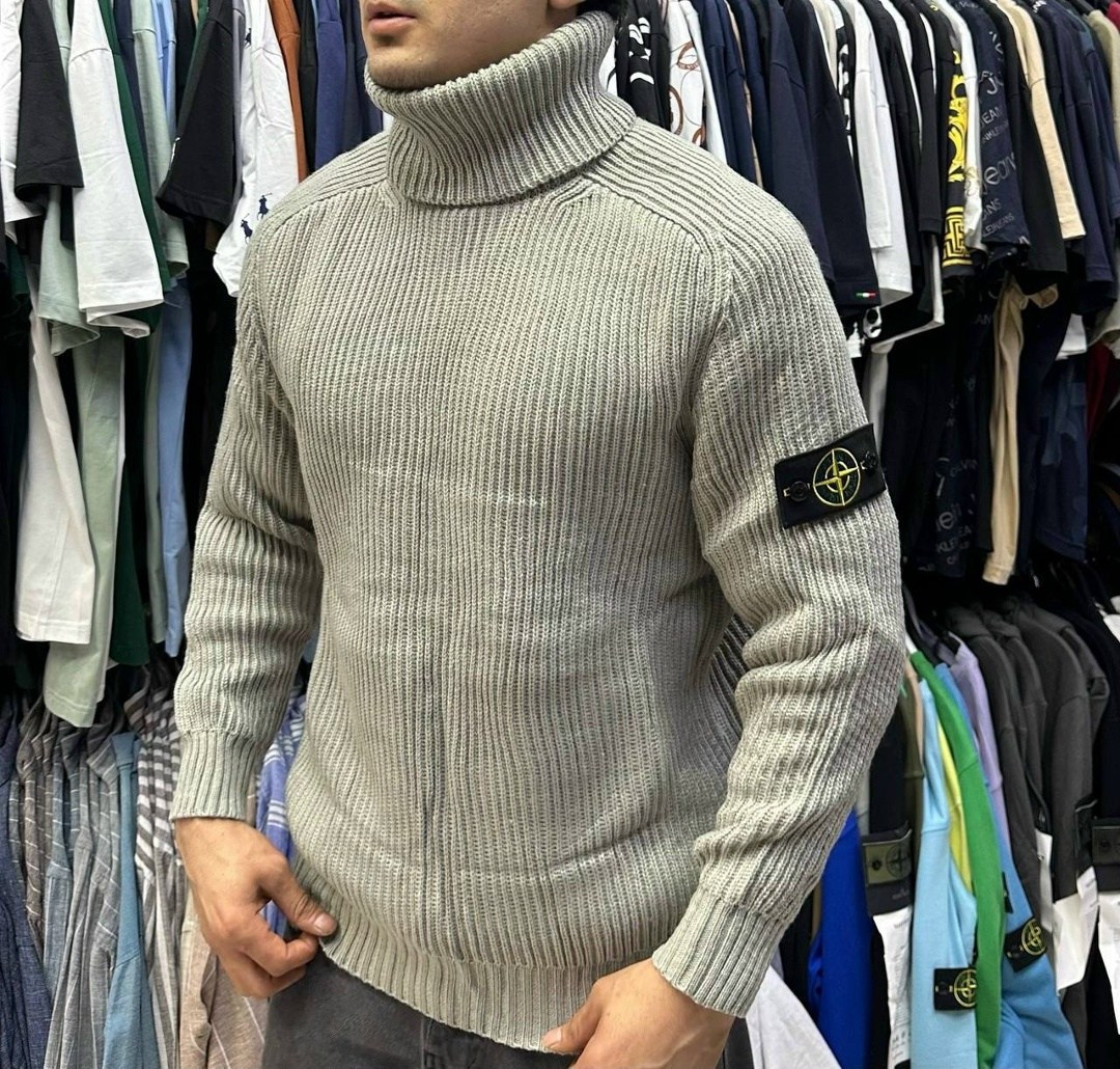 водолазка стон исланд,водолазка стон айленд серая,свитер stone island,свитер стон айленд,свитер из шерсти с горлом stone island