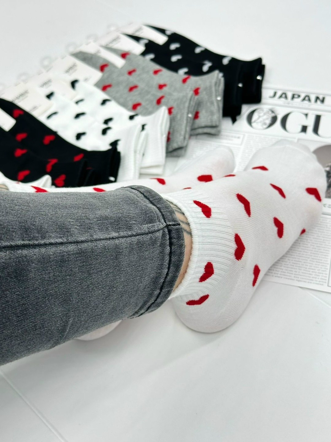 носки женские,носки женские 10 пар,носки женские короткие с сердечками,носки с сердечками,женские носки короткие