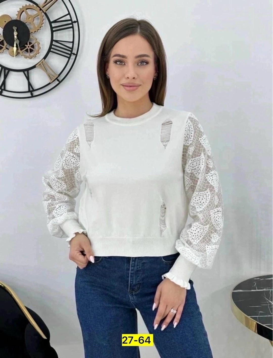 женская кофта,белый свитер женский,свитера женские,кофта с ажурными рукавами,толстовка кофта