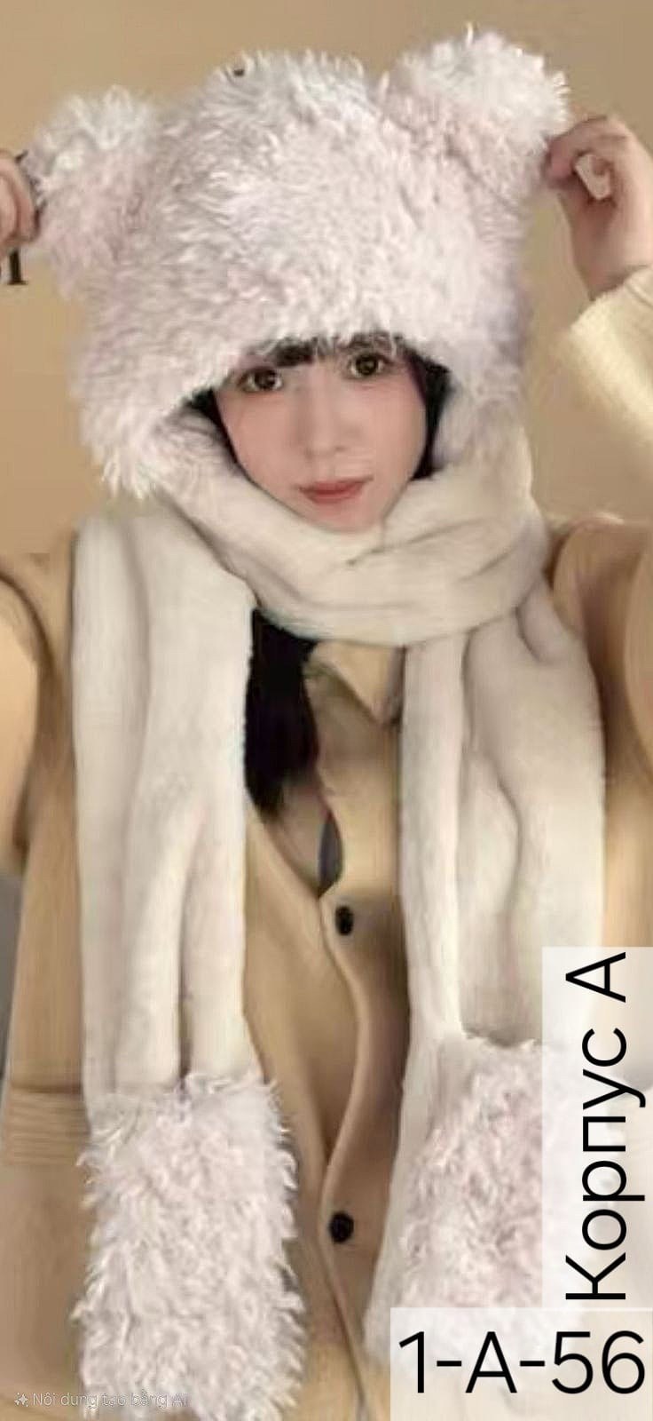 плюшевая шапка,шапка шарф с ушками,шапка с медвежьими ушками,шарф с капюшоном,шапка с ушками меховая