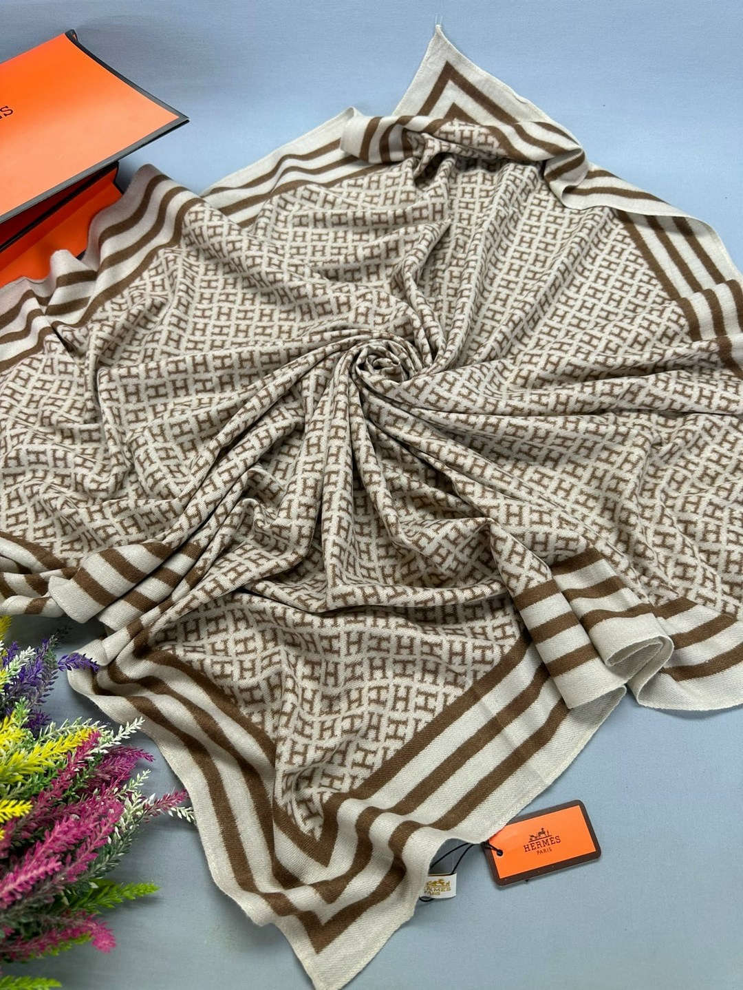 брендовый платок,шарф платок,серый платок луи виттон,платки кашемир,палантин женские