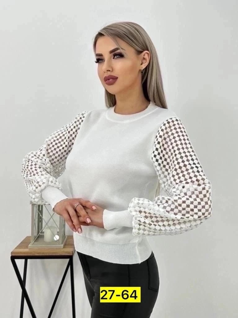 женская кофта,белый свитер женский,свитера женские,кофта с ажурными рукавами,толстовка кофта