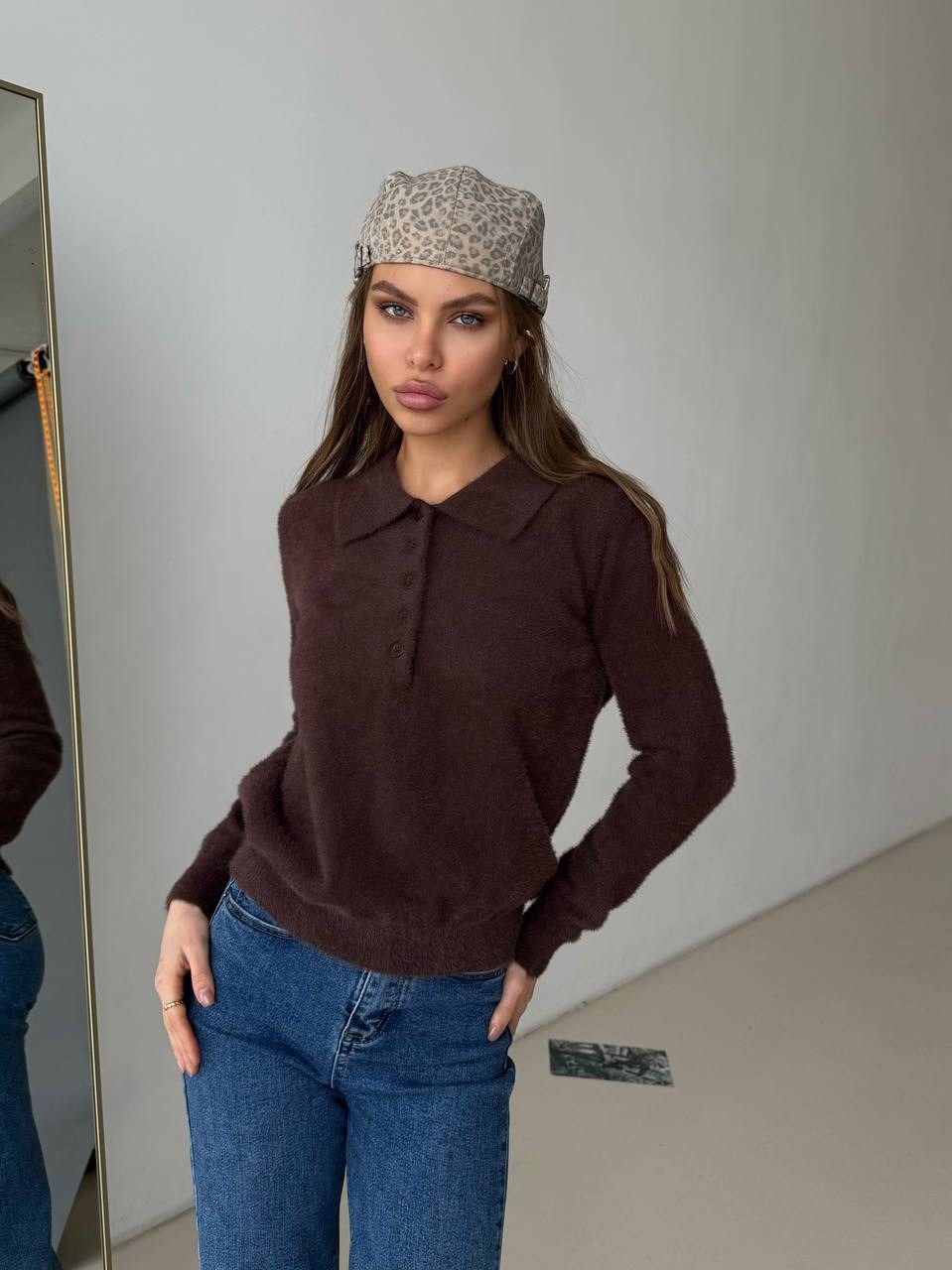 кофта женская,свитер с воротником,джемпер,джемпер трикотажный,женский свитер