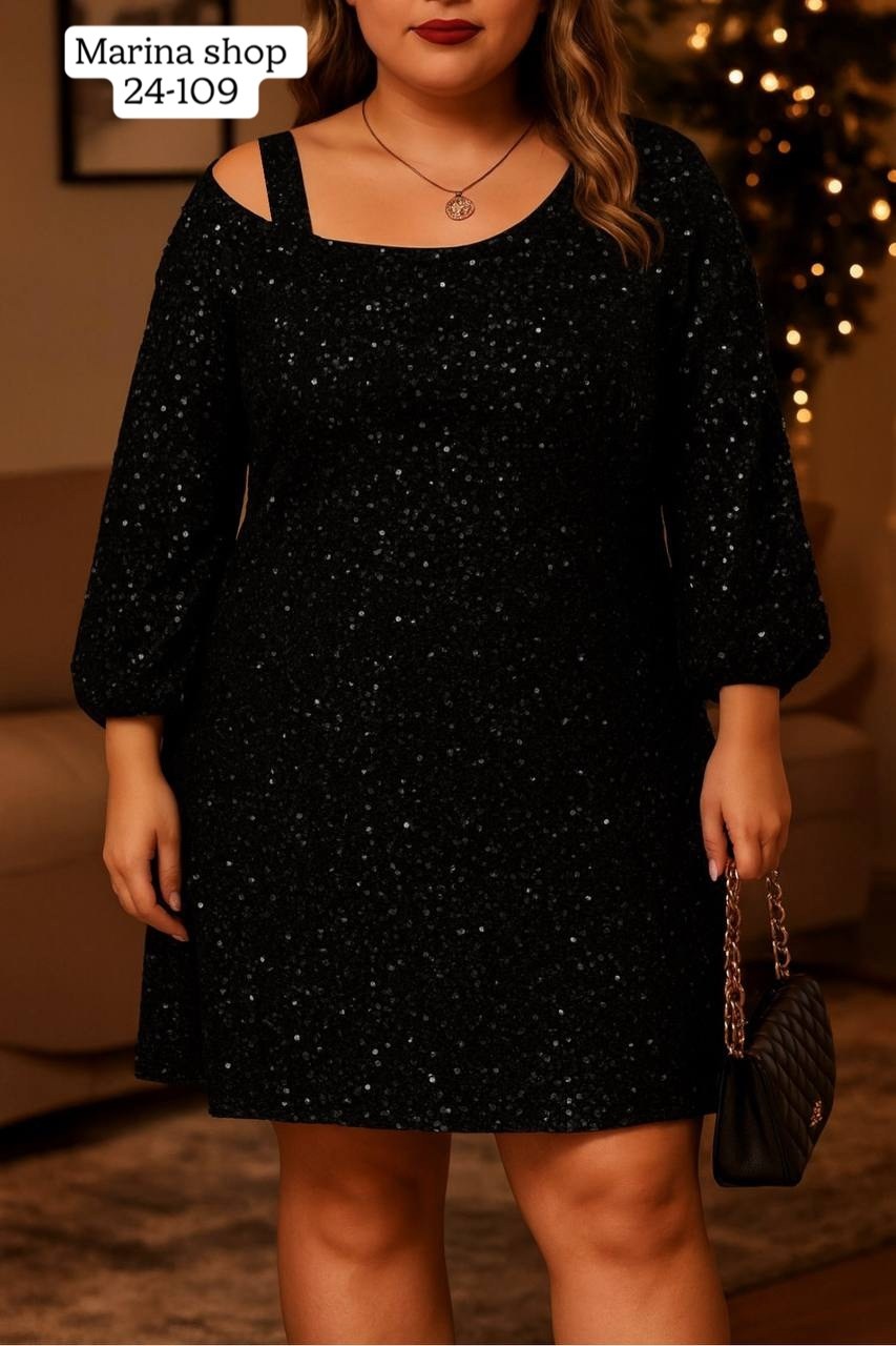женское платье больших размеров,женское платье с блестками,платье для полных,нарядное платье,платье с пайетками