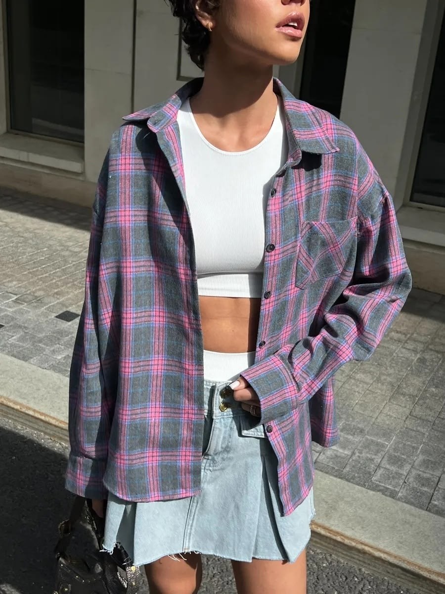 рубашка в клетку свободного кроя,рубашка в клетку свободная,рубашка в клетку,рубашка женская,рубашка оверсайз в клетку удлиненная