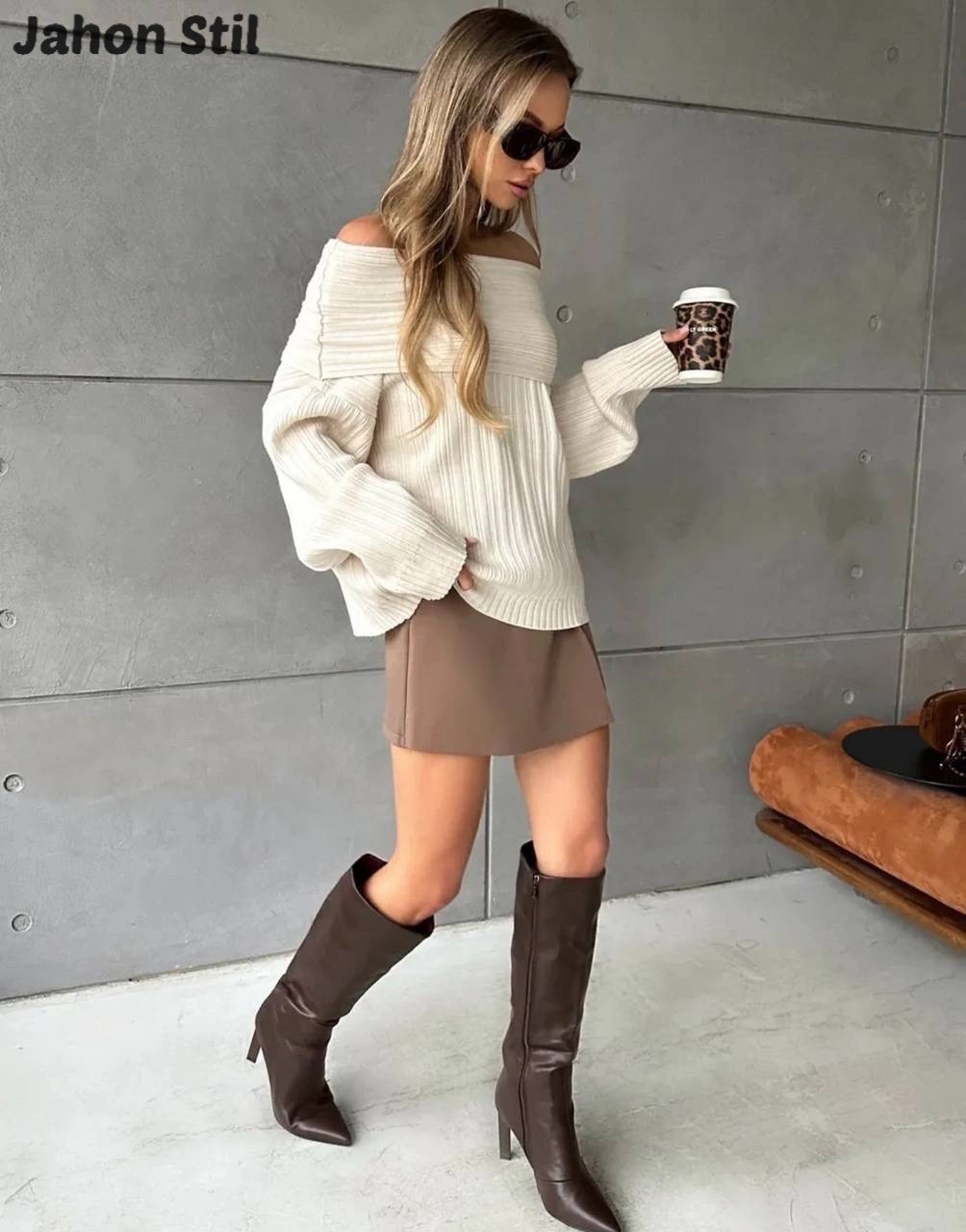 модный джемпер,свитер с открытыми плечами,женский вязаный пуловер с открытыми плечами,модные свитера,вязаный пуловер