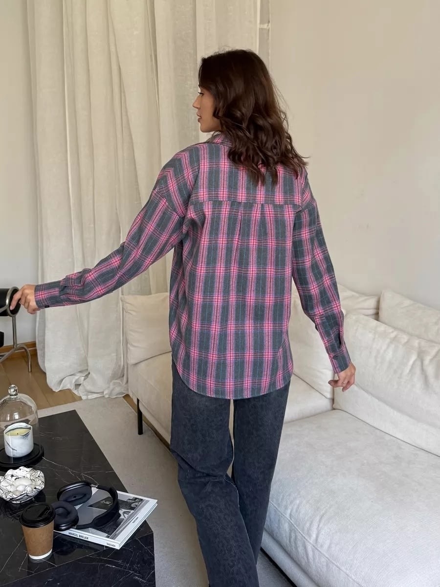 рубашка в клетку свободного кроя,рубашка в клетку свободная,рубашка в клетку,рубашка женская,рубашка оверсайз в клетку удлиненная