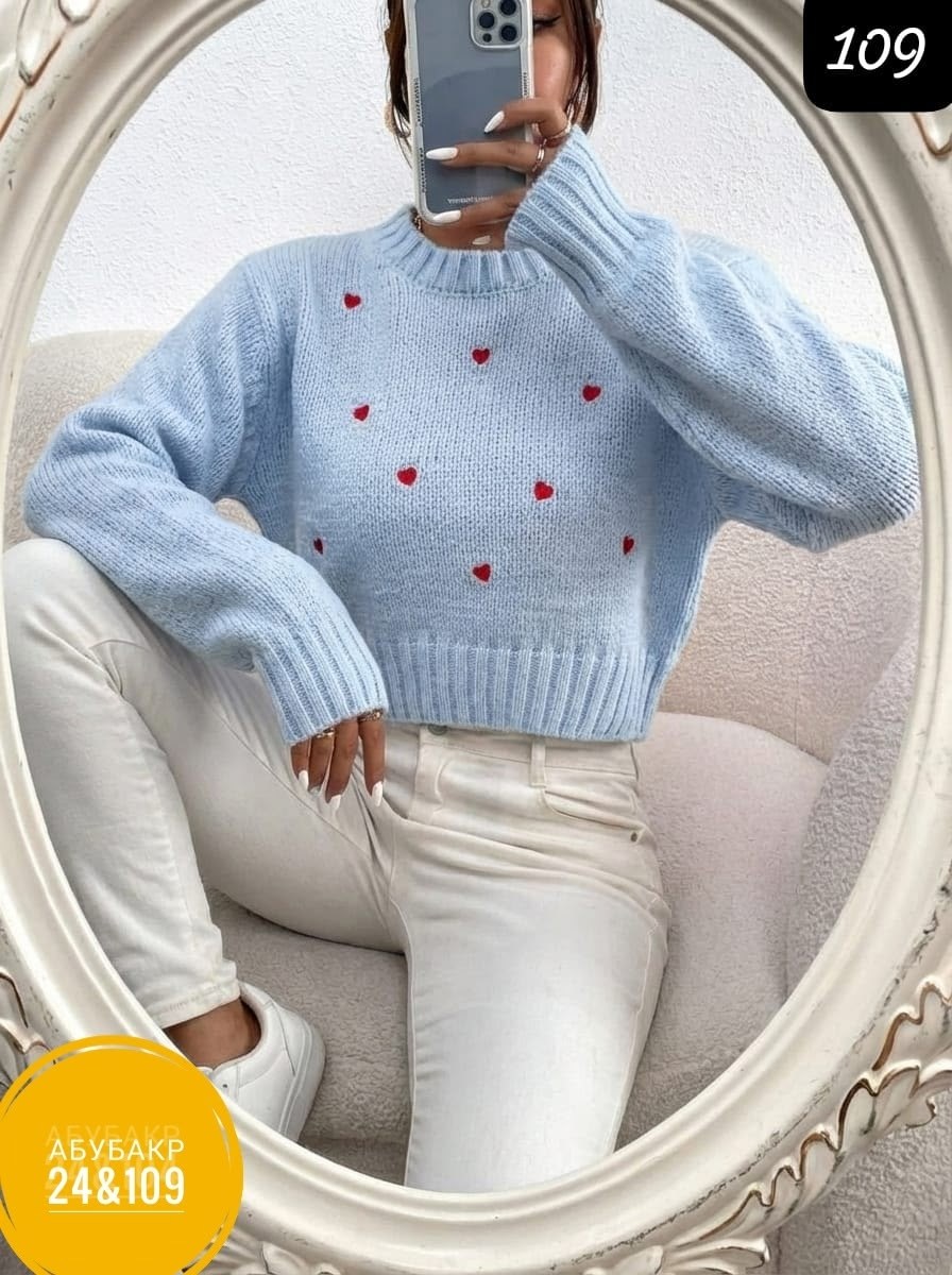 свитер с сердечками,свитера женские,женская кофта,свитер вязаный с сердечками,свитеры модные