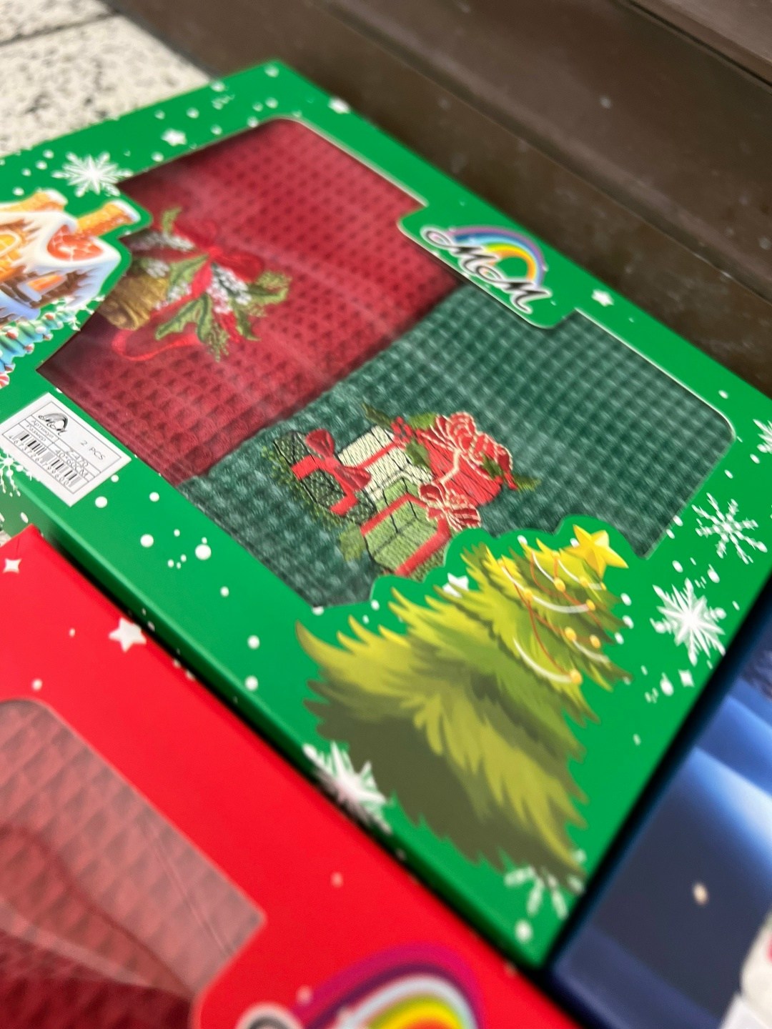 кухонные полотенца набор вафельное,набор полотенец вафельных для кухни,подарочные наборы полотенец,новогодние наборы полотенец,полотенца кухонные вафельные