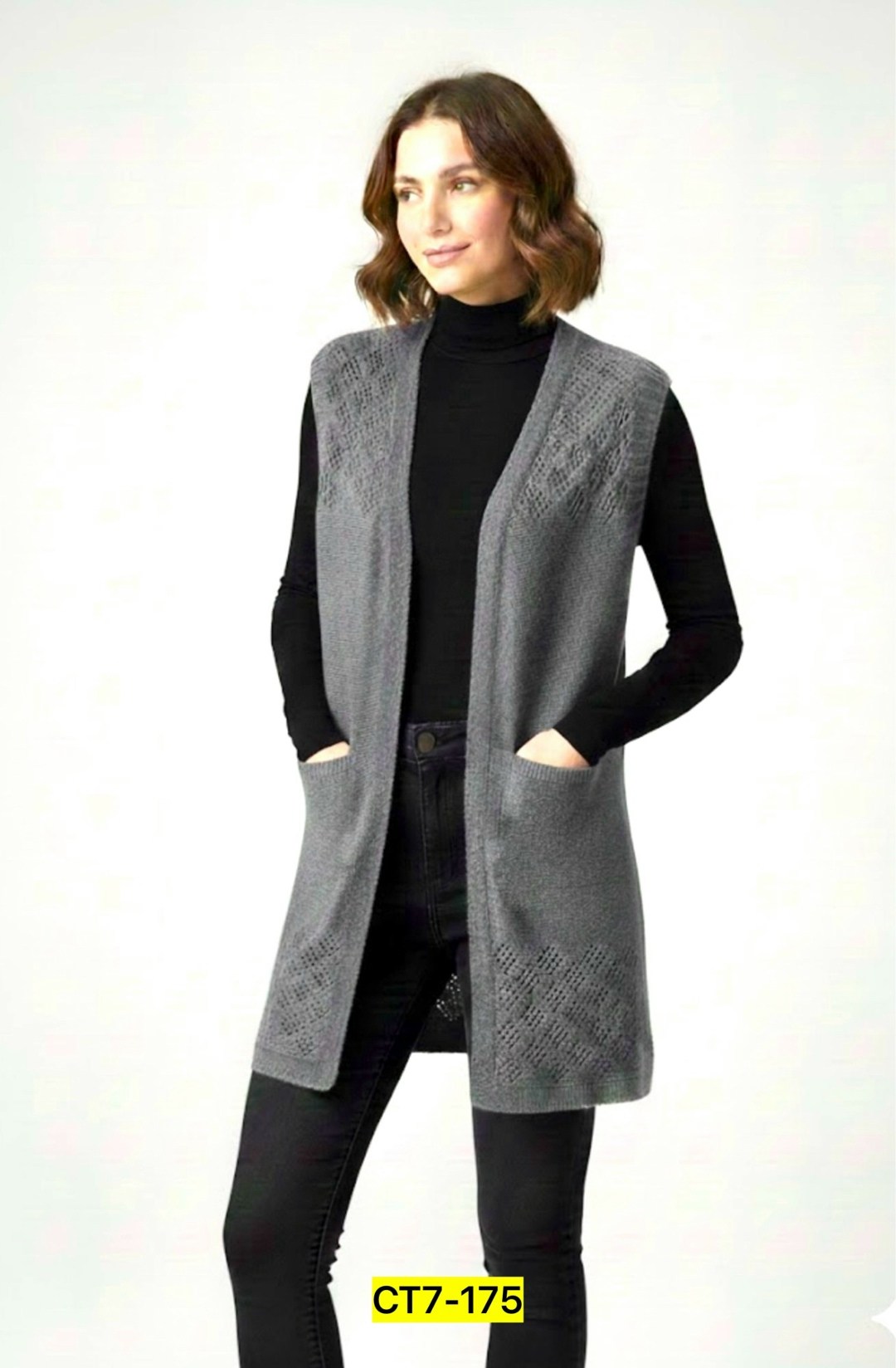 вязаные жилеты,вязаные жилеты женские,удлиненный жилет,трикотажный жилет,удлиненный жилет спицами