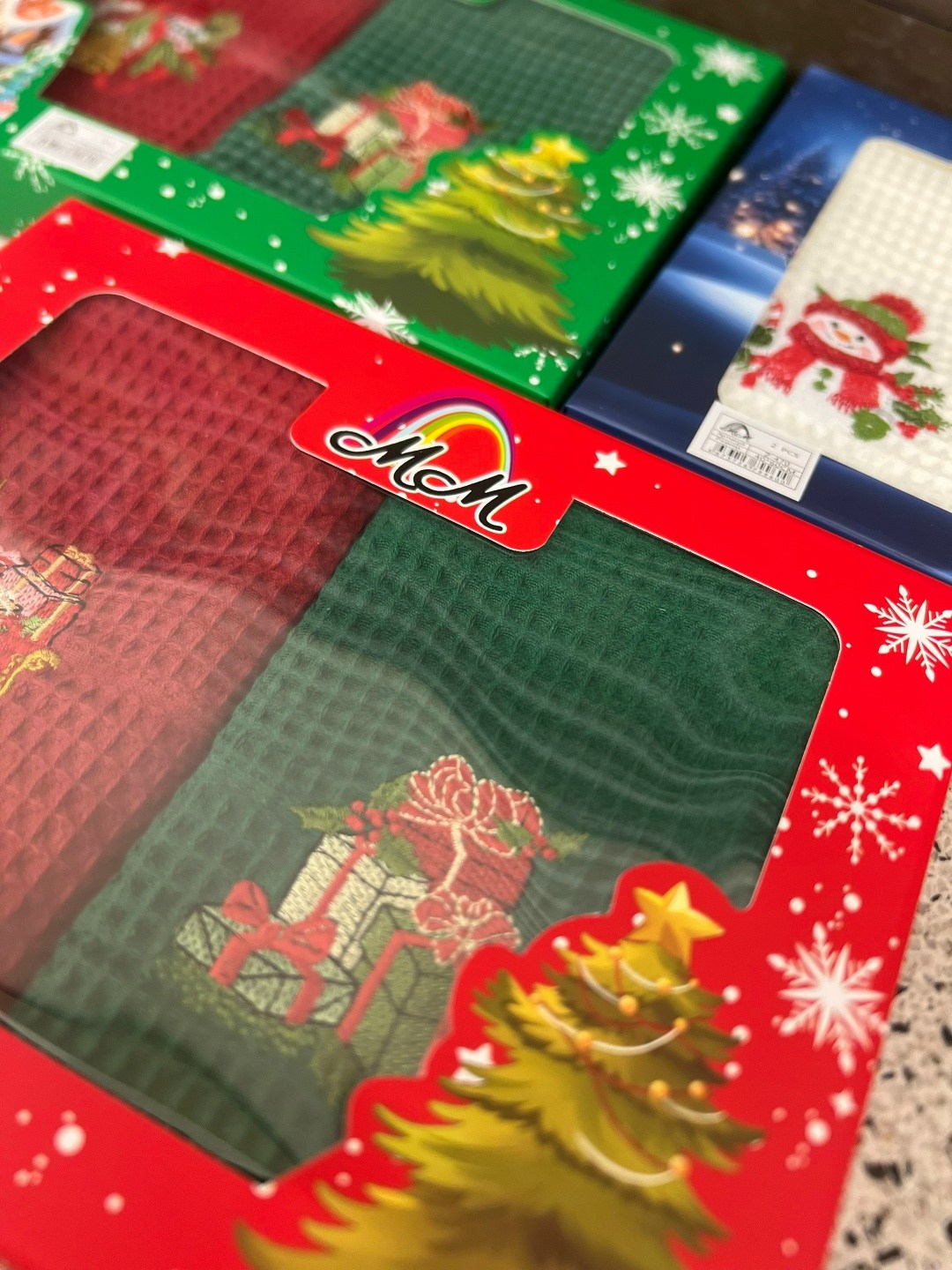 кухонные полотенца набор вафельное,набор полотенец вафельных для кухни,подарочные наборы полотенец,новогодние наборы полотенец,полотенца кухонные вафельные