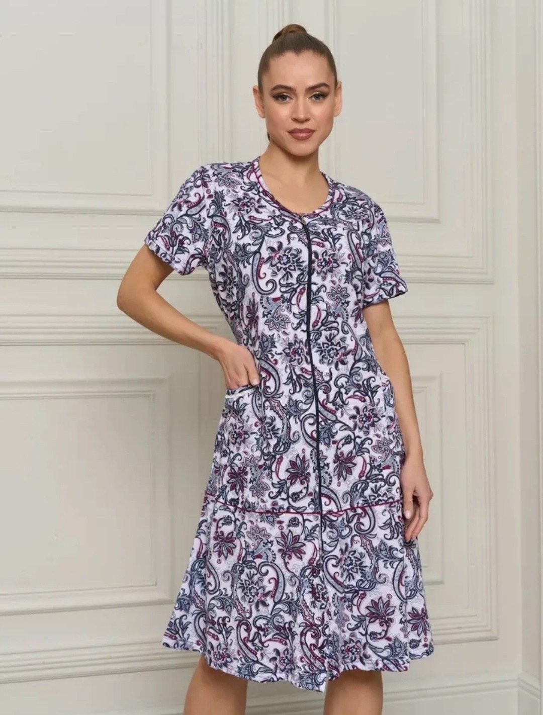 халат женский домашний,халат женский домашний на молнии,женский халат,халат домашний на молнии летний,халат женский для дома