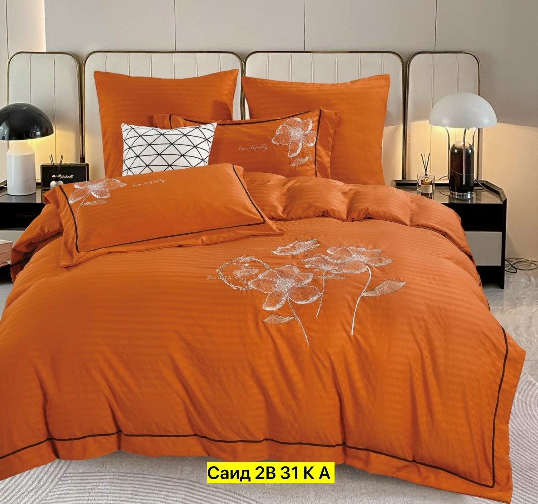 евро комплект постельного белья,комплект постельного белья,постельное белье eвро сатин,комплект постельного белья сатин евро,страйп сатин оранжевый