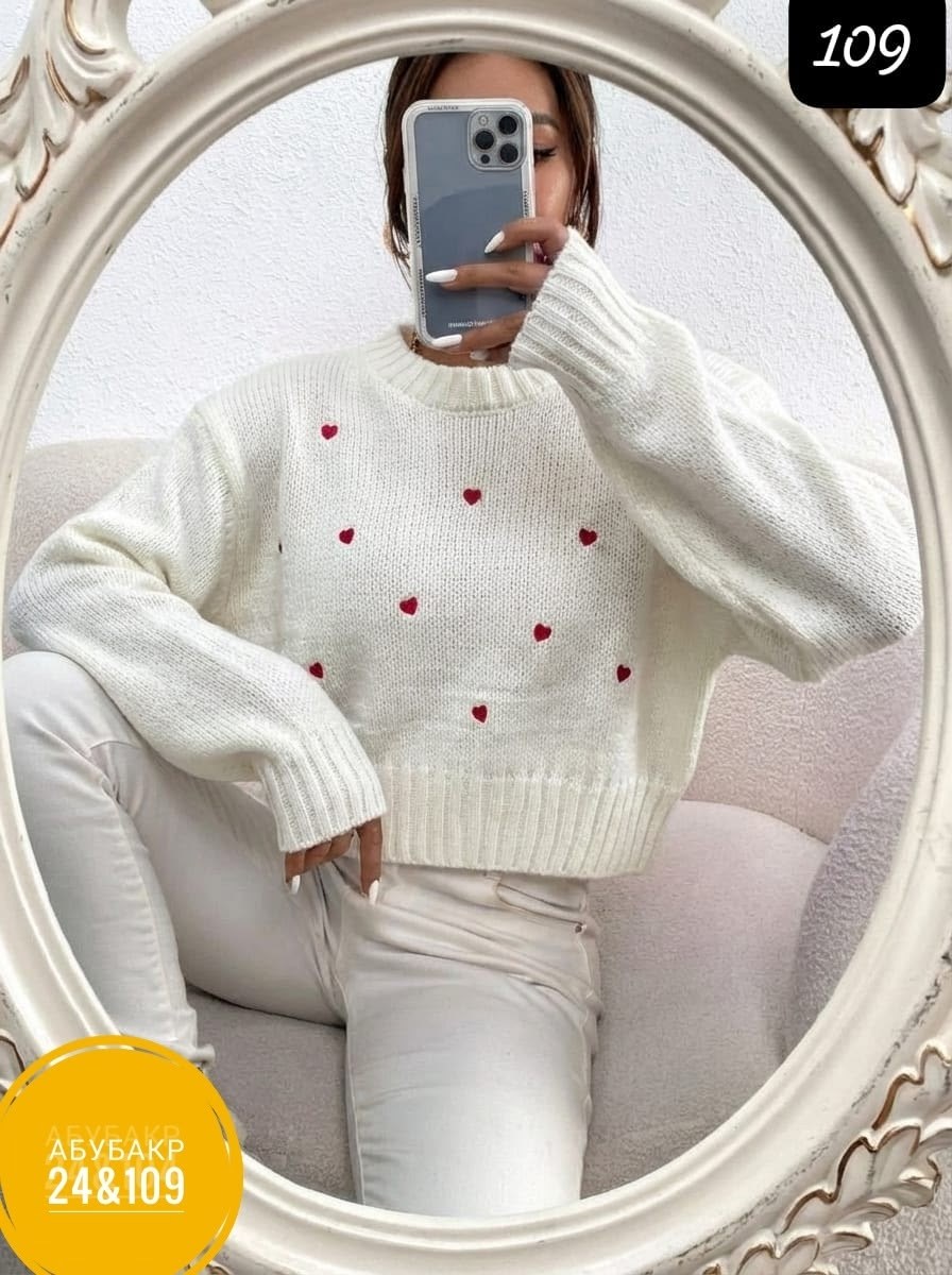 свитер с сердечками,свитера женские,женская кофта,свитер вязаный с сердечками,свитеры модные