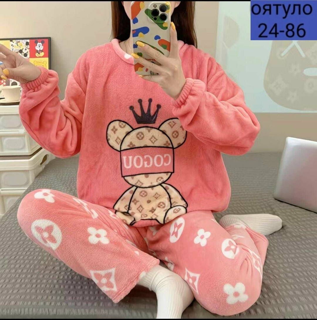 теплая пижама,теплая пижама женская,пижама женская,пижама женская со штанами теплая домашняя плюшевая,костюм теплый женский домашний пижама плюшевая